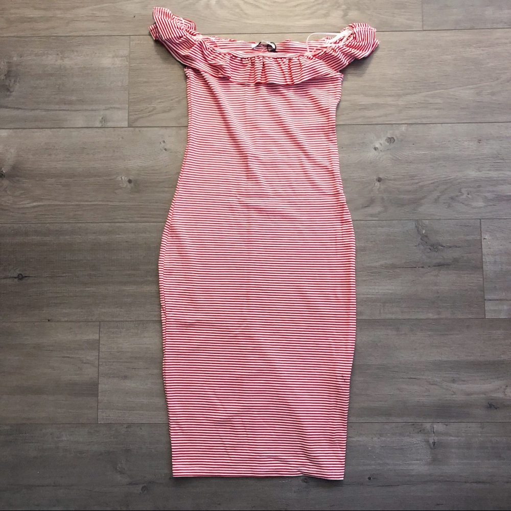 Zara Off-Shoulder Stripes Dress